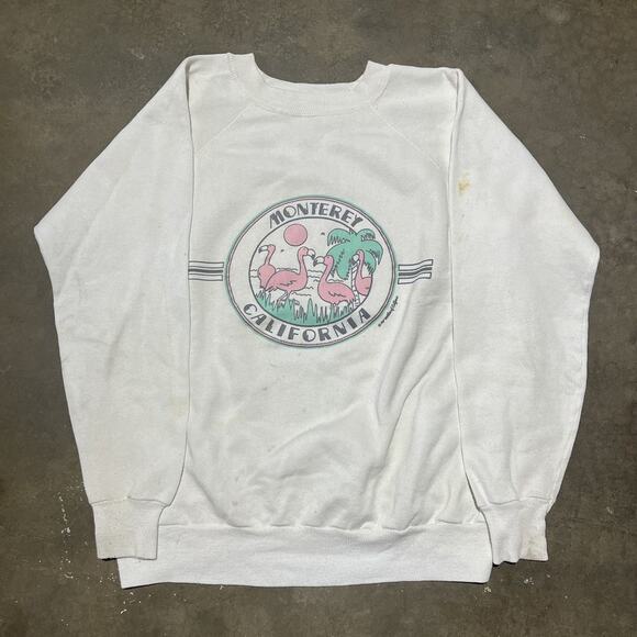 Vintage 80s Monterey California White Tourist Sweatshirt - Picture 1 of 4